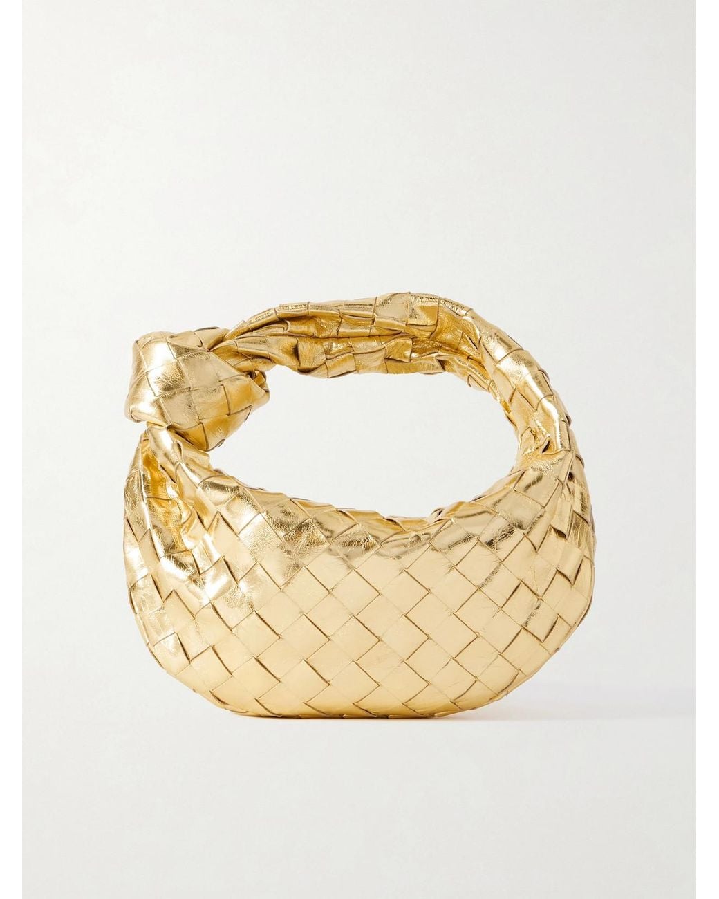 Bottega Veneta Jodie Mini Intrecciato Metallic Leather Tote