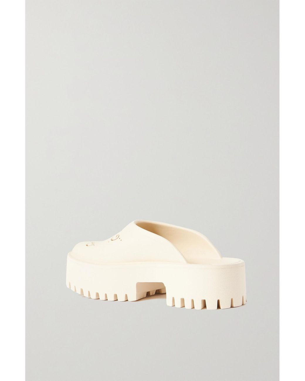 Gucci Elea Perforated Rubber Platform Mules in Natural | Lyst