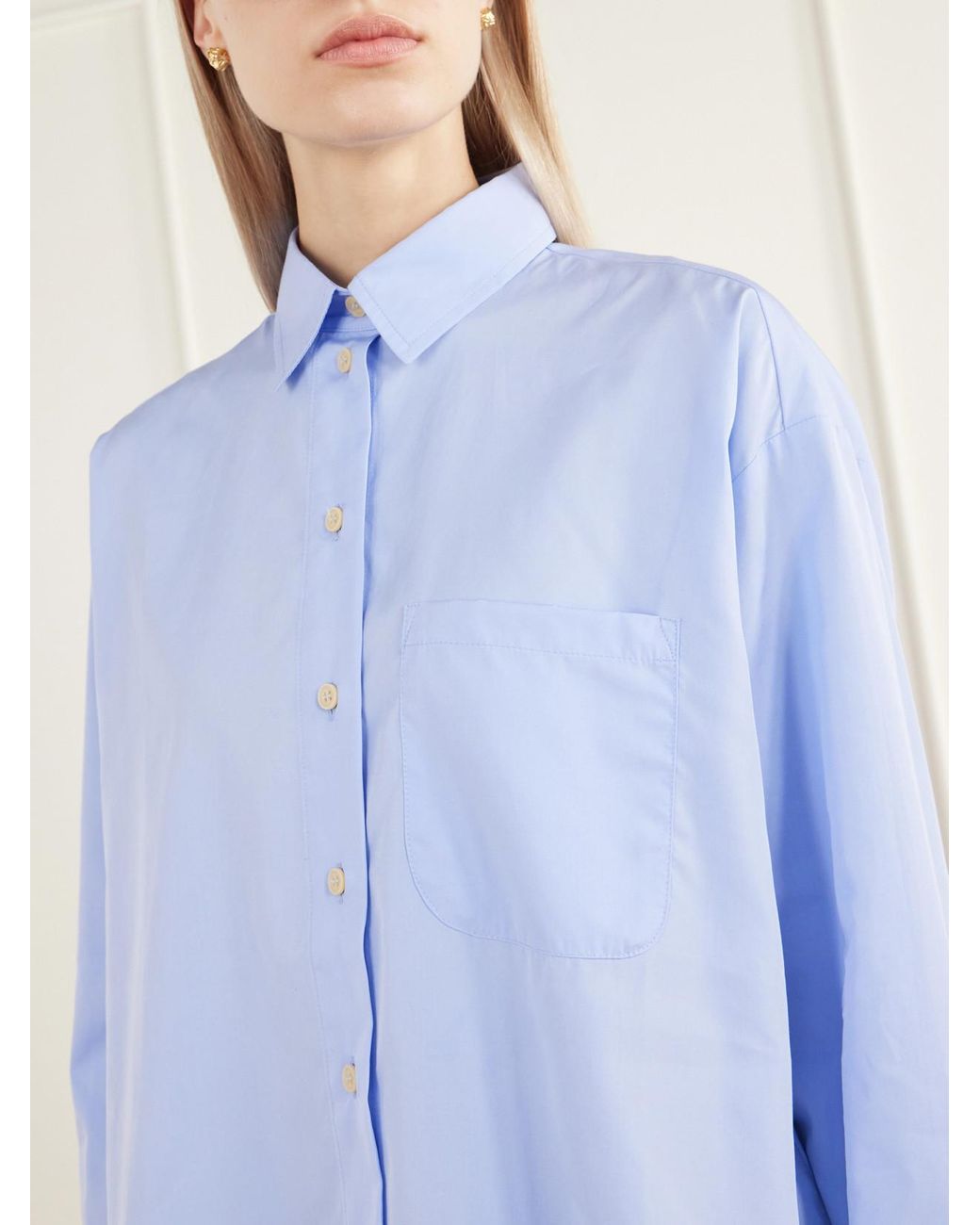 Jamie Haller Blue The Essential Drop-Tail Cotton-Poplin Shirt
