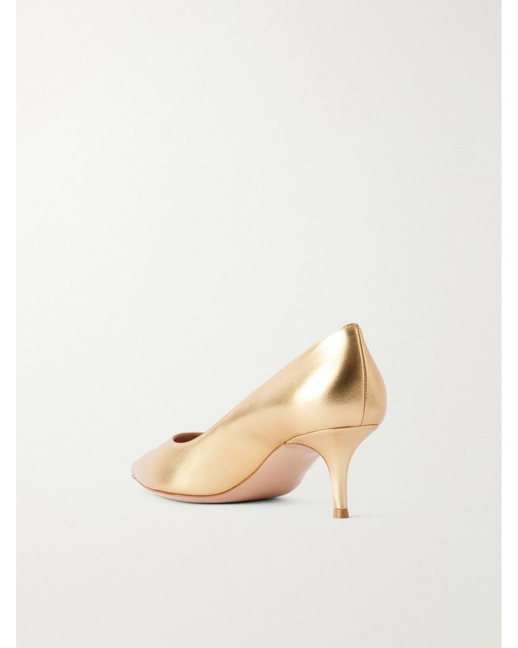 Gianvito Rossi Natural Gianvito 55 Metallic Leather Pumps