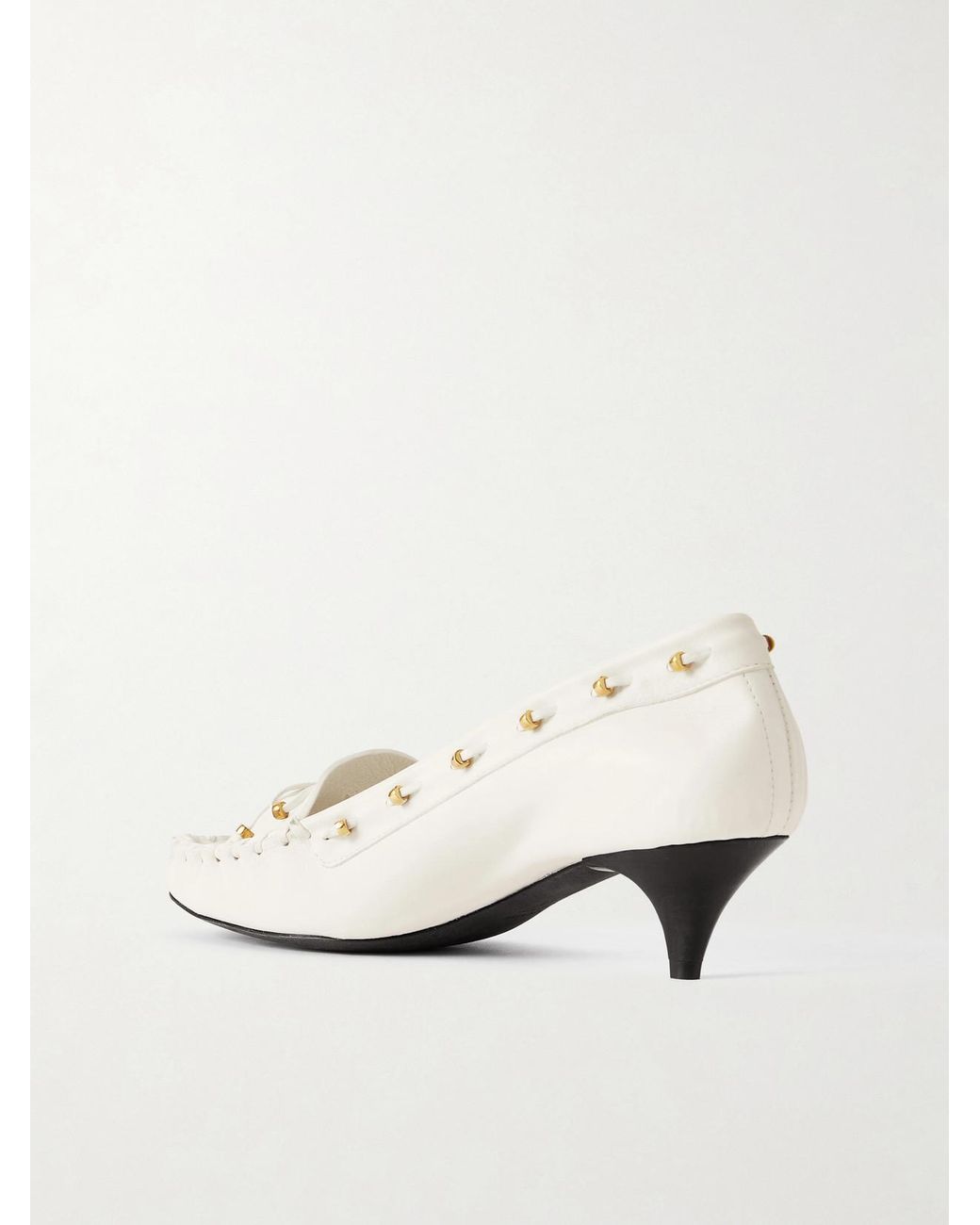 Khaite Natural Milly Embellished Whipstitched Textured-Leather Pumps