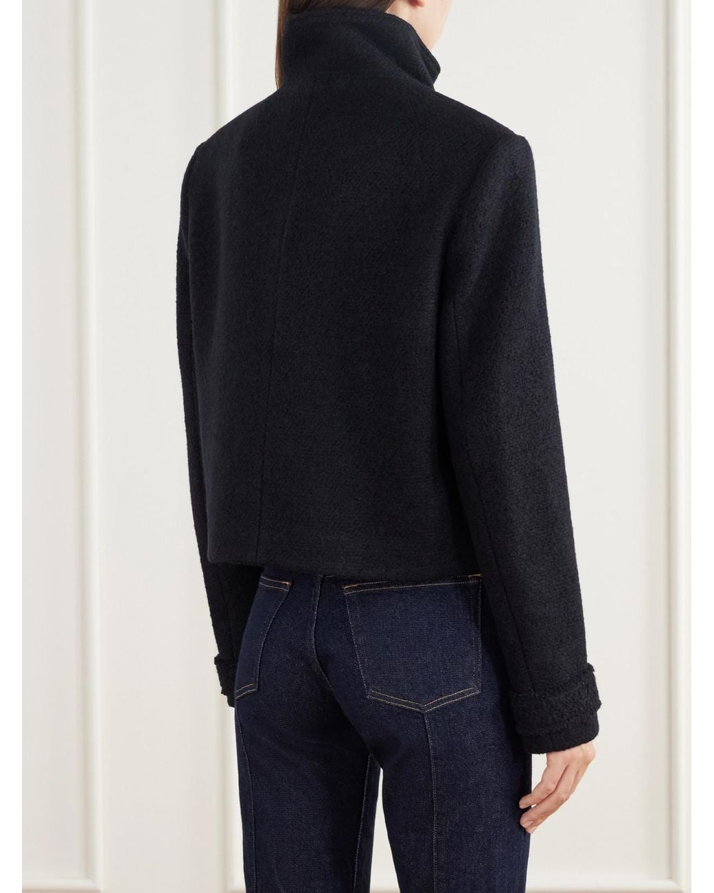 Jonathan Simkhai Blue Wilcox Cropped Wool-Blend Bouclé Jacket