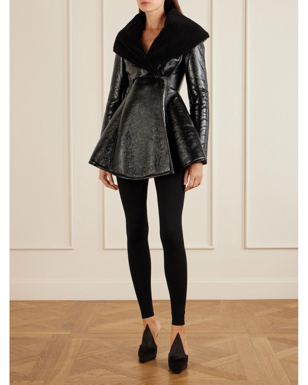 Alaïa Black High-Rise Wool-Blend Leggings