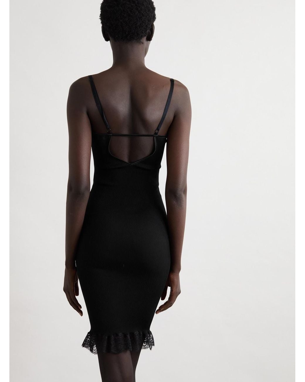 Saint Laurent Black Silk Lace Mini Dress