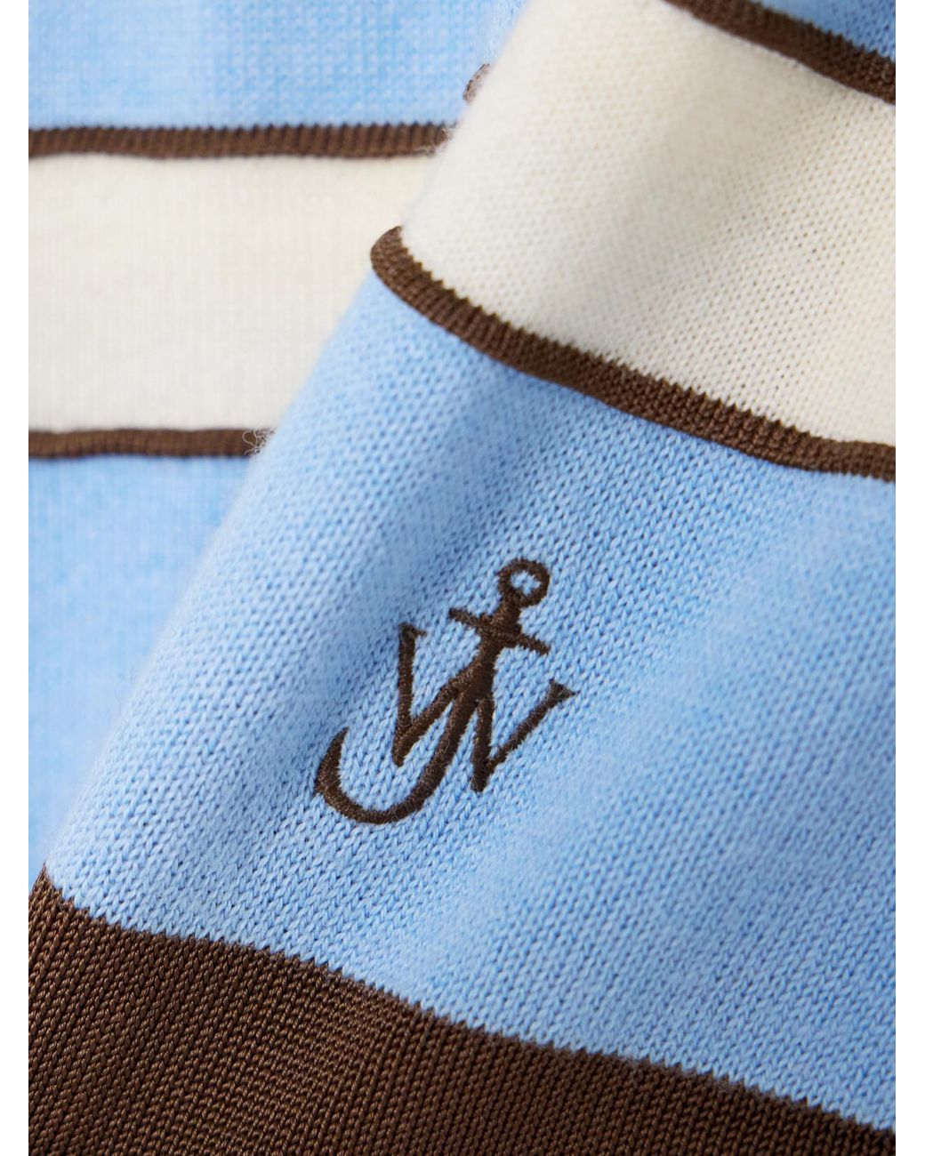 J.W. Anderson Blue Embroidered Striped Cotton And Wool-Blend Polo Shirt