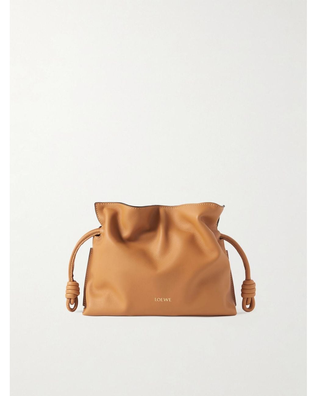Loewe Brown Mini Flamenco Leather Clutch Bag