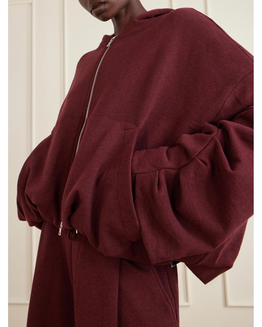 Dries Van Noten Red Cotton-Jersey Zip-Up Hoodie