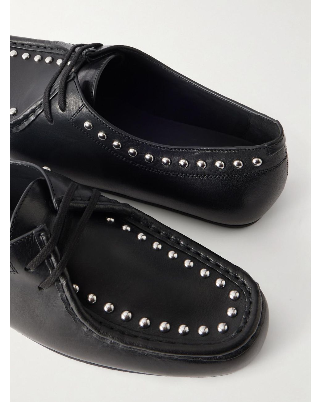 Jil Sander Black Hood Studded Leather Loafers
