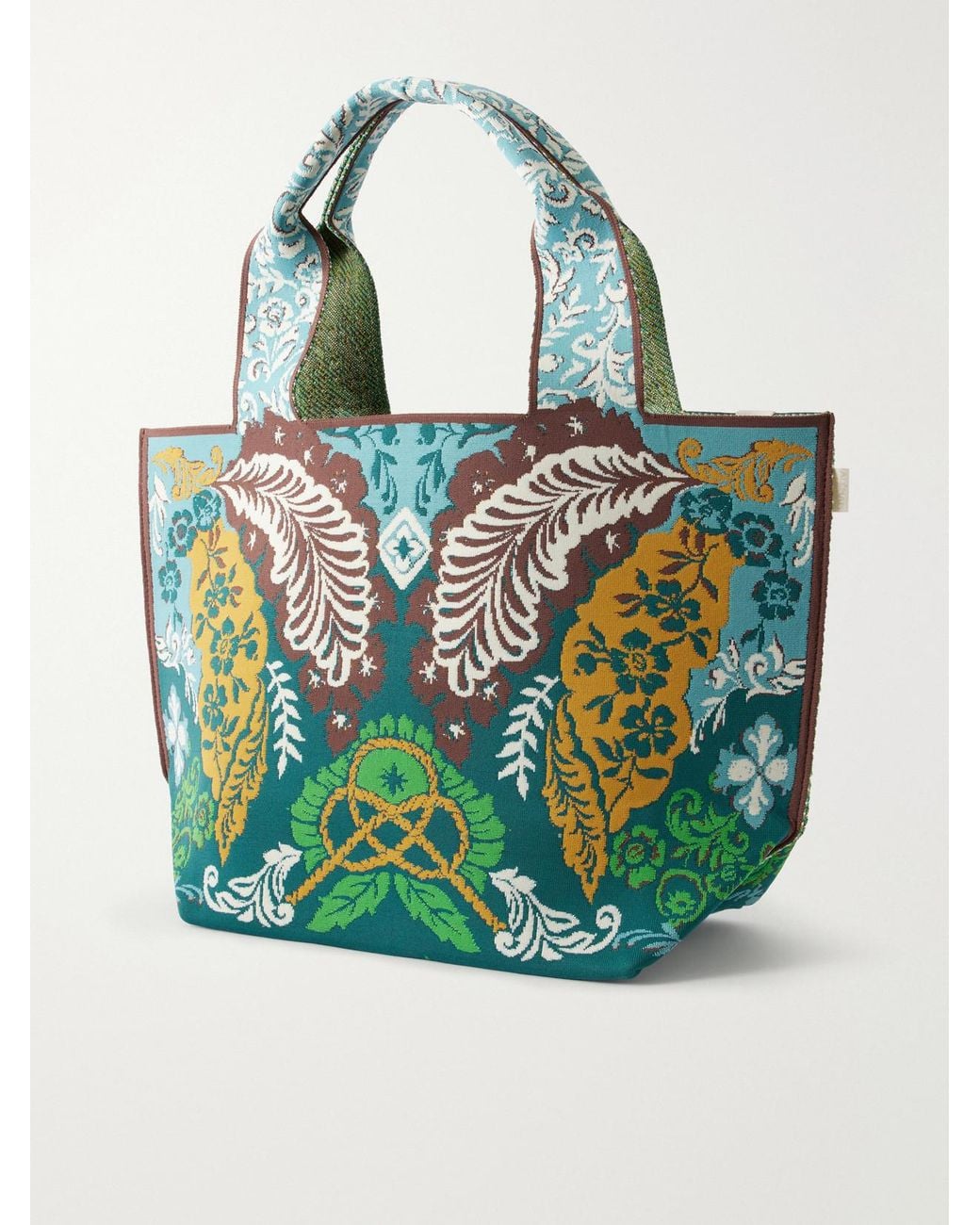 ALÉMAIS Blue Florence Floral-Jacquard Tote