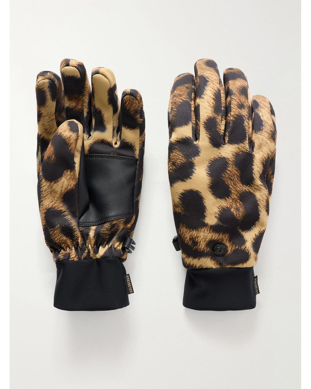 Goldbergh Black Softy Padded Jaguar-Print Ski Gloves