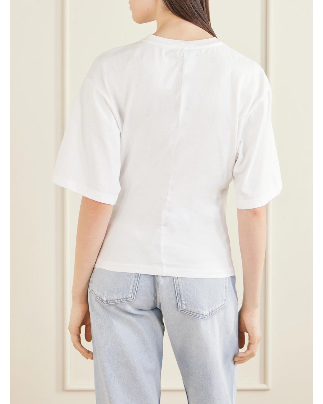 Agolde White Storey Gathered Cotton-Jersey T-Shirt