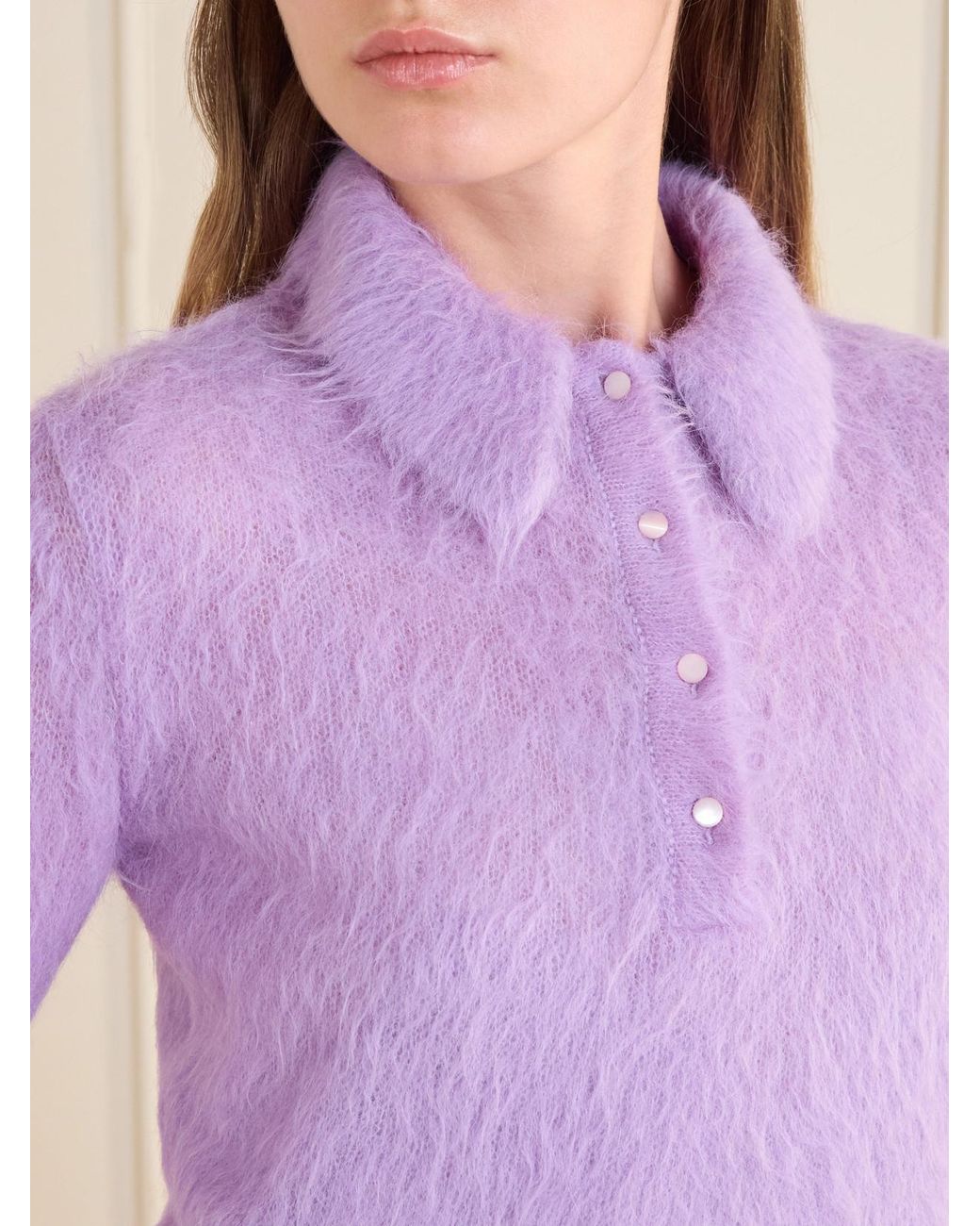 Chloé Purple Alpaca-Blend Polo Sweater