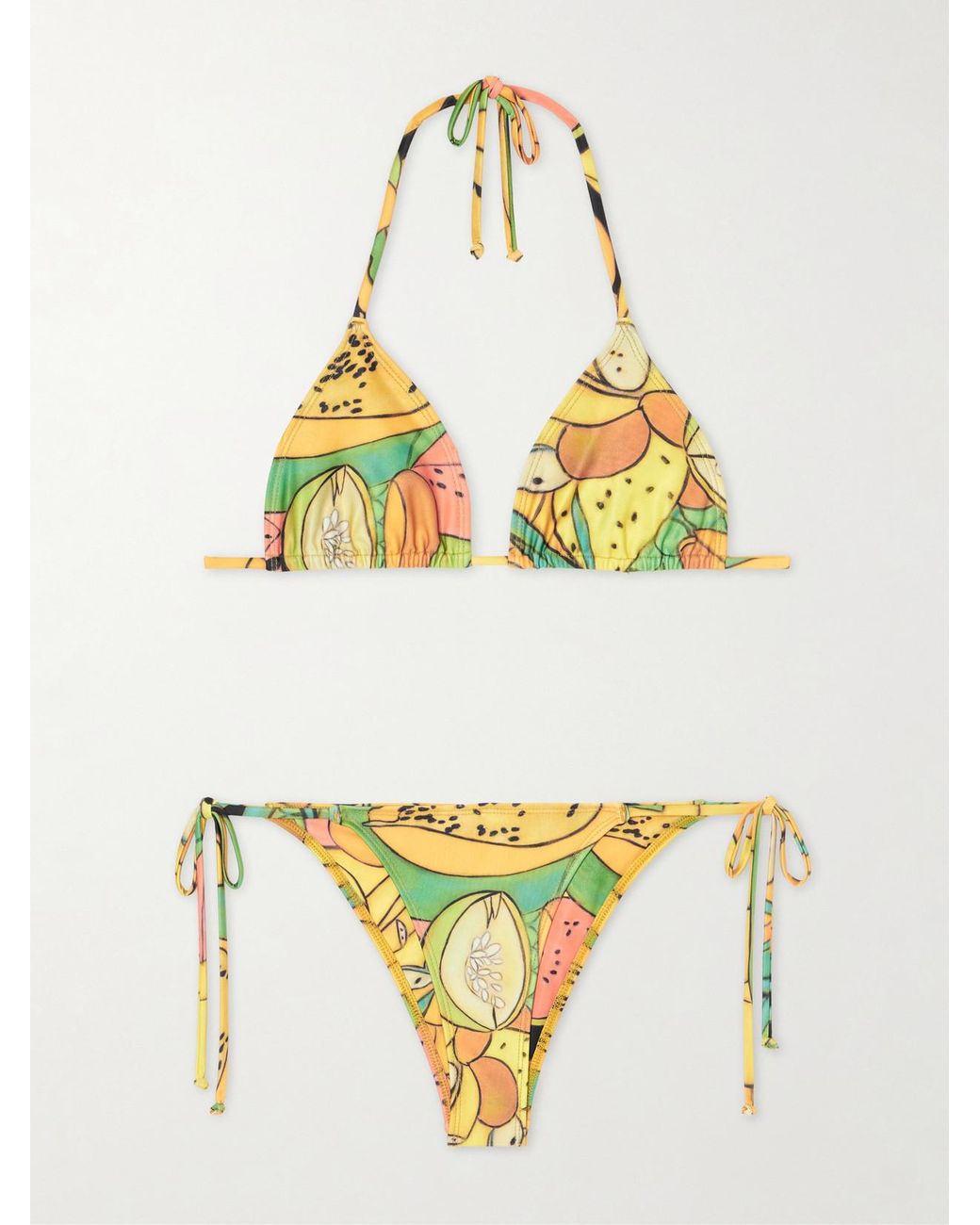 Donde Esteban Metallic Frutas Printed Triangle Bikini