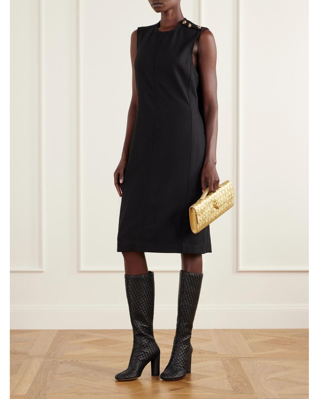 Bottega Veneta Black Cherry 90 Intrecciato Leather Knee Boots