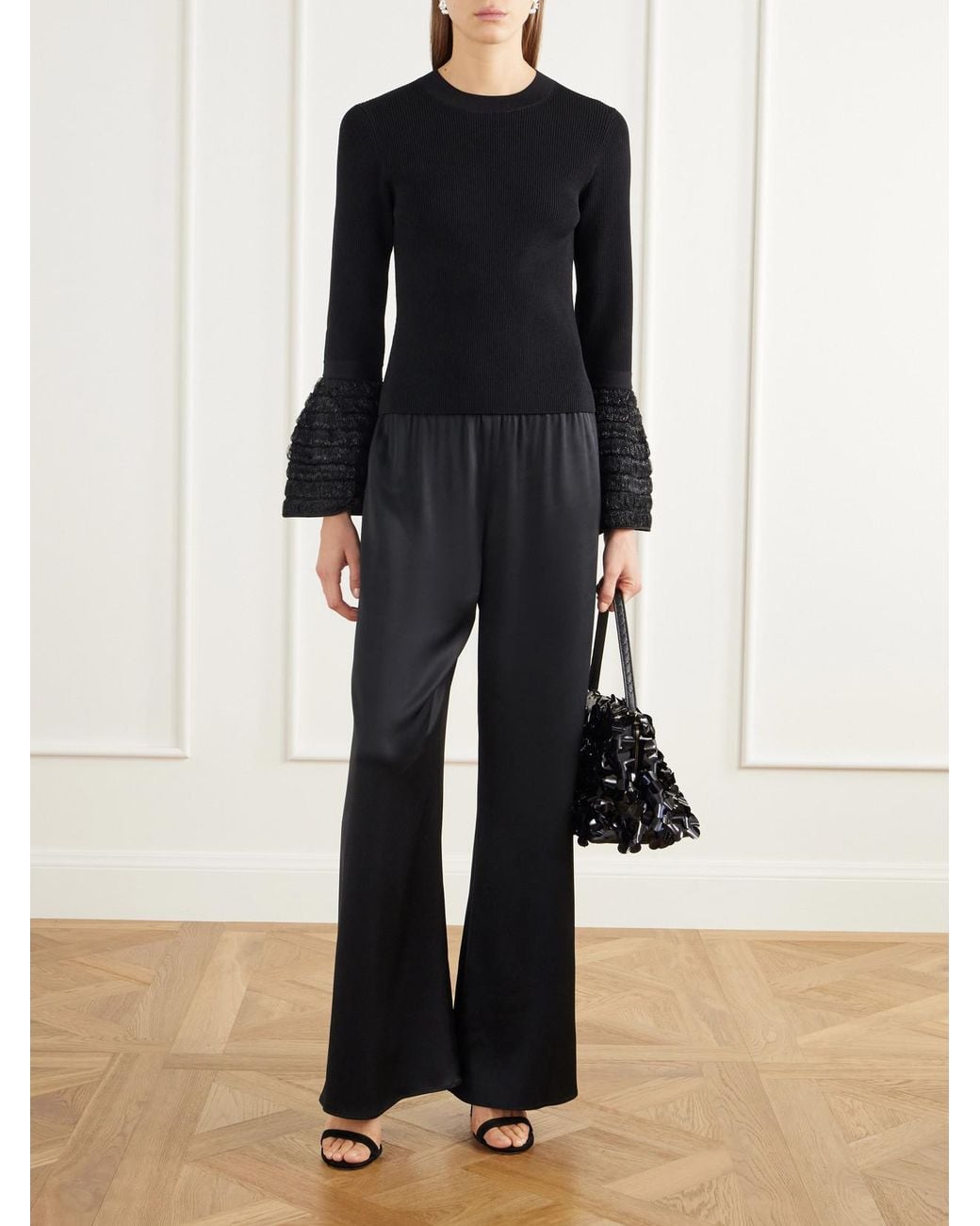 Jonathan Simkhai Blue Roni Satin Wide-Leg Pants