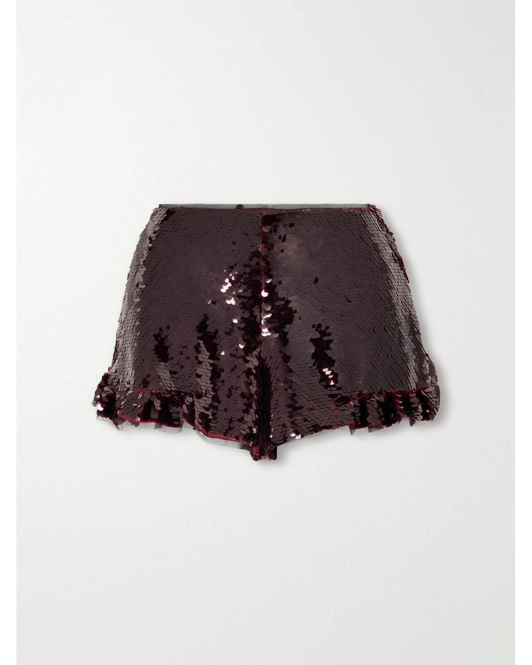 Simone Rocha Red Sequined Tulle Mini Shorts