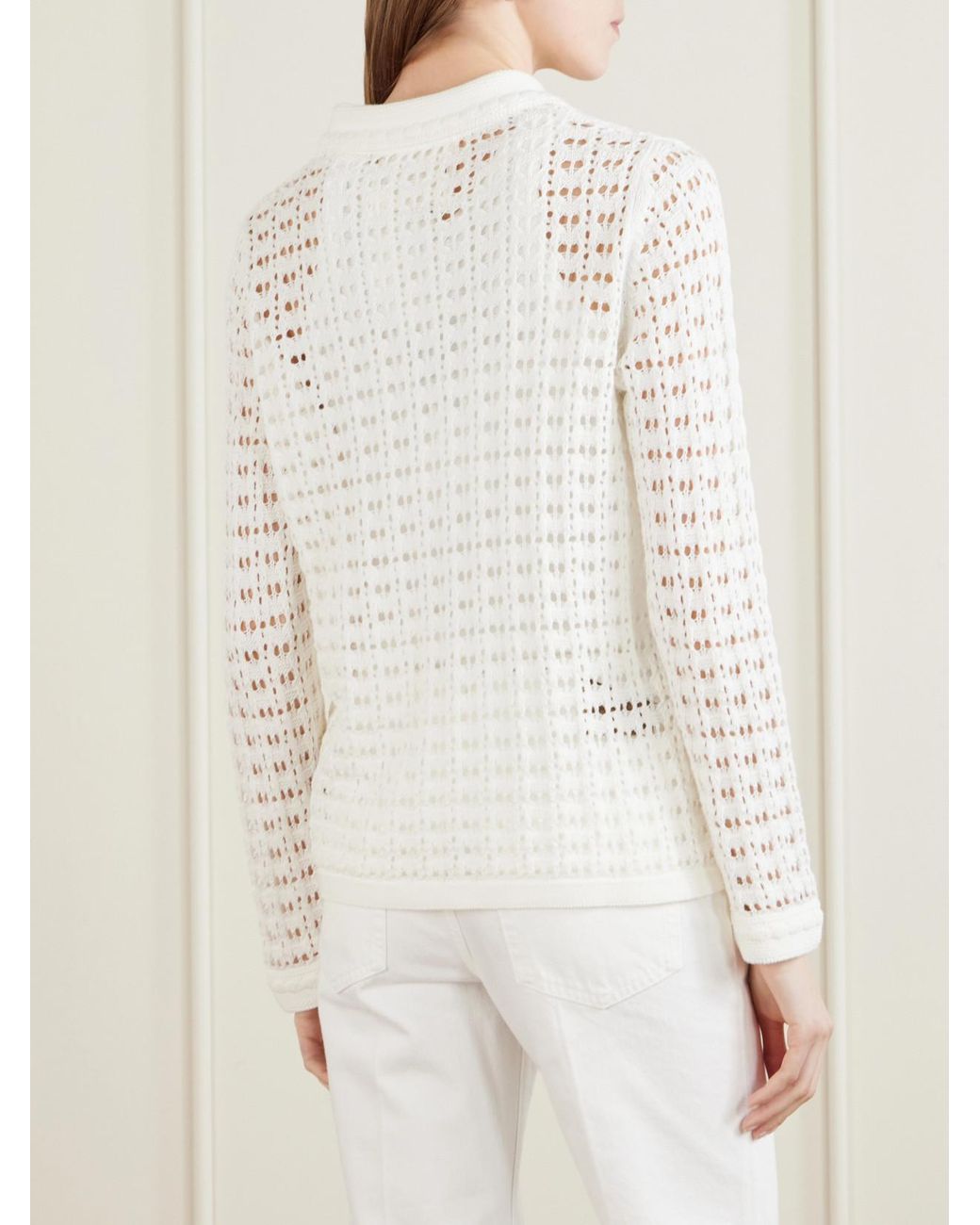 arch4 White Sunny Crocheted Cotton Sweater