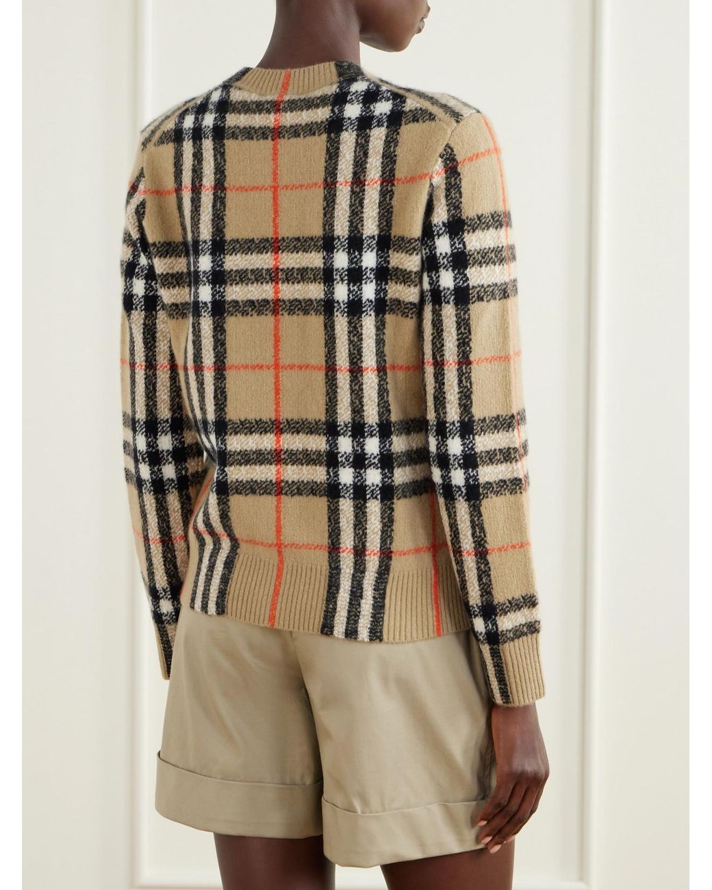 Burberry Natural Checked Cashmere Cardigan