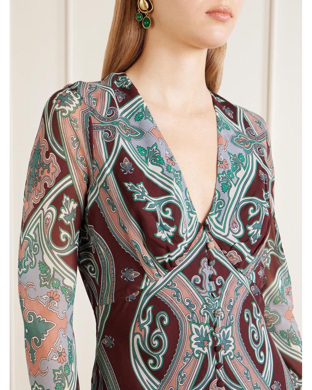 Veronica Beard Multicolor Daciana Printed Silk-Georgette Maxi-Dress