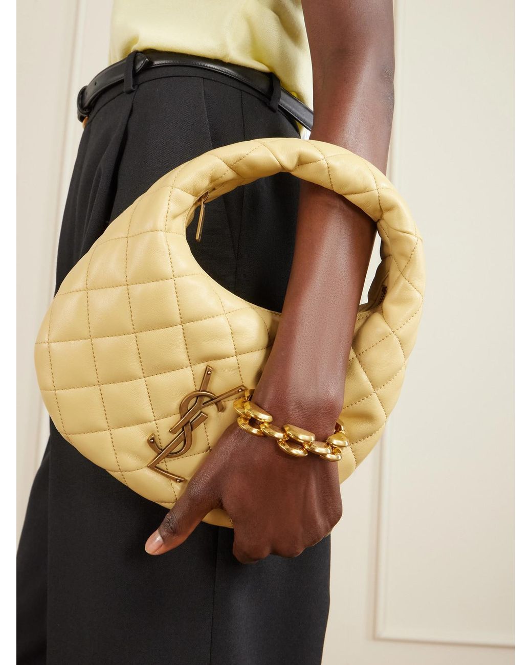 Saint Laurent Metallic Icarino Matelassé Leather Tote