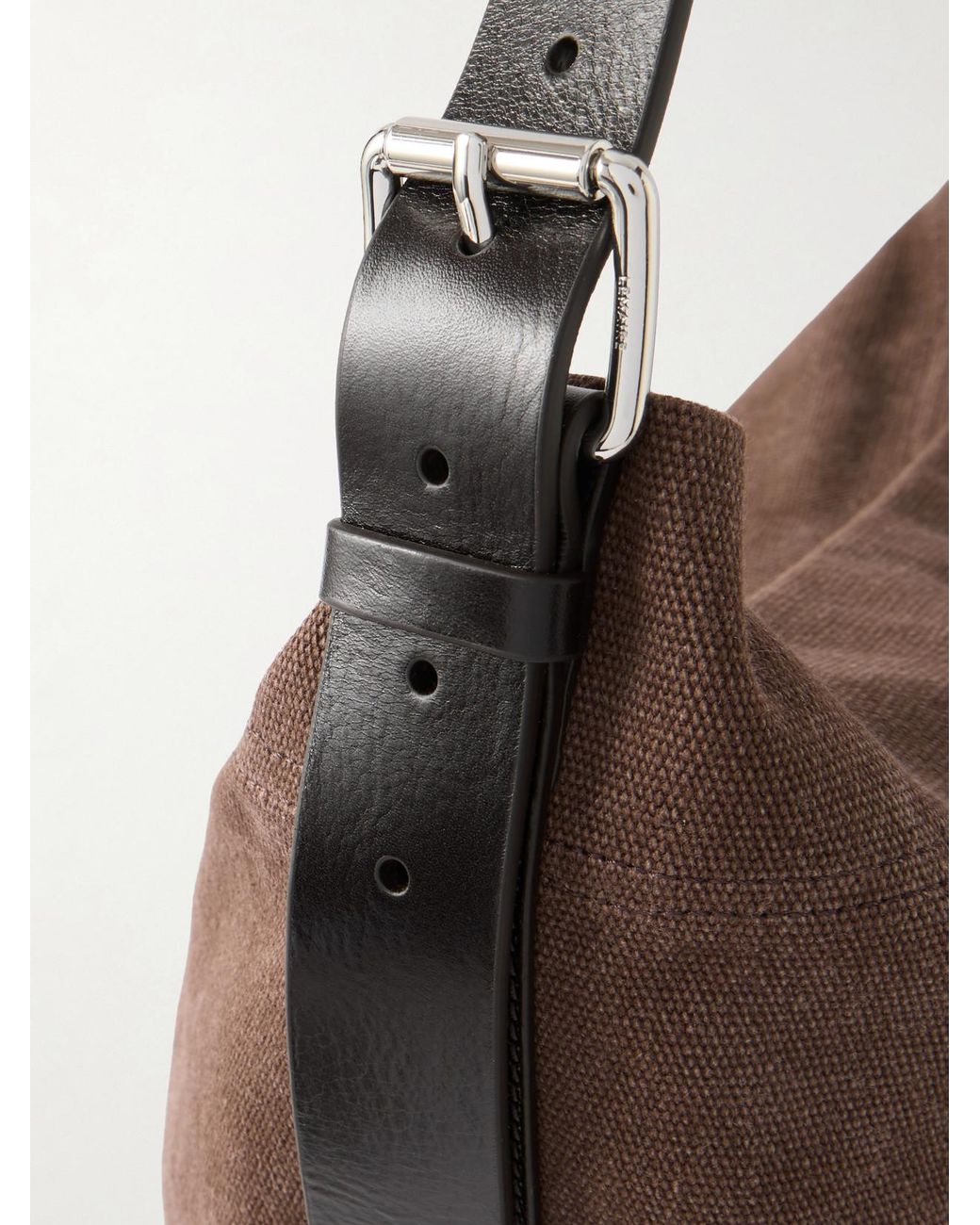 Lemaire Brown Belted Leather-Trimmed Canvas Tote