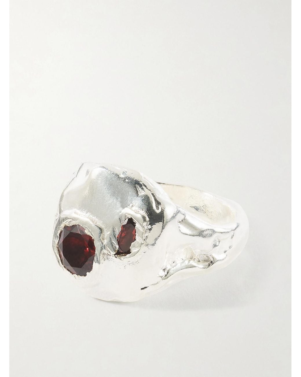 SIMUERO White Coco Sterling And Garnet Ring