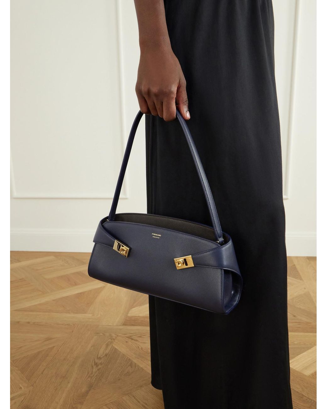 Ferragamo Blue Hug Leather Shoulder Bag