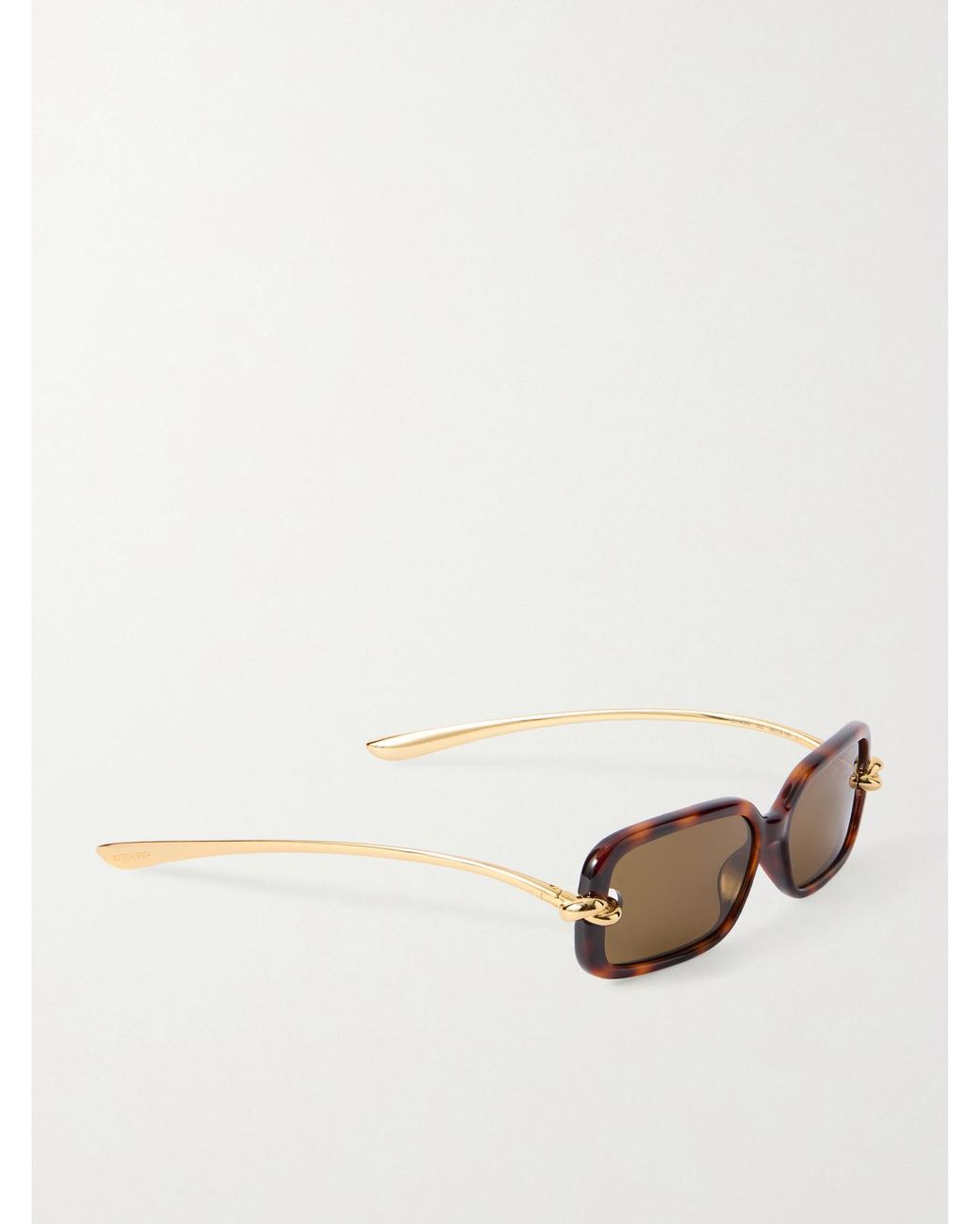 Bottega Veneta Natural Knot Rectangle-Frame Acetate And-Tone Sunglasses