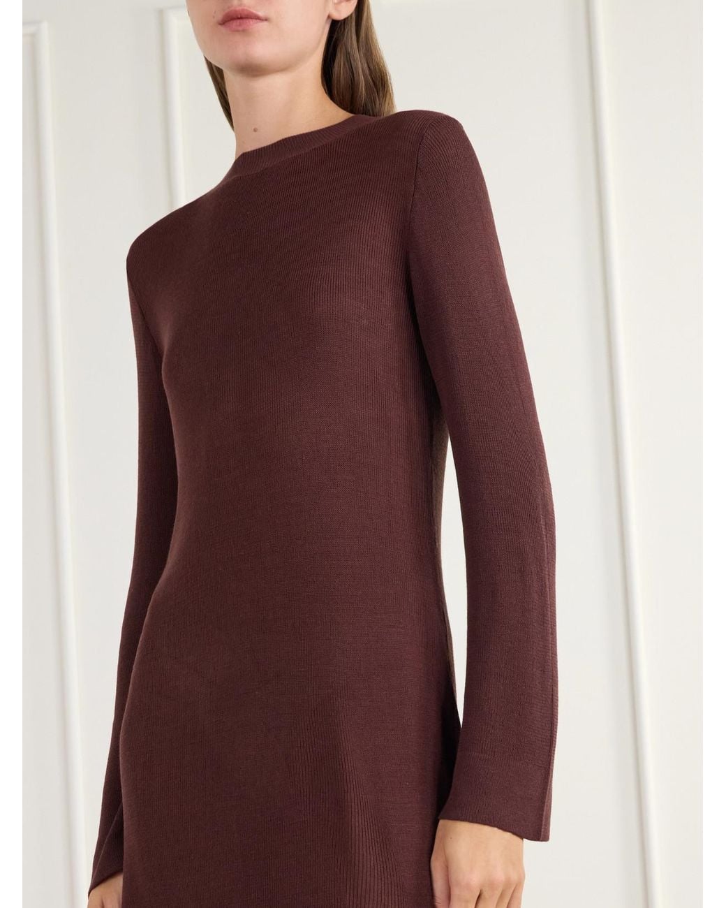 Alix Of Bohemia Purple Romy Rib-Trimmed Knitted Mini Dress