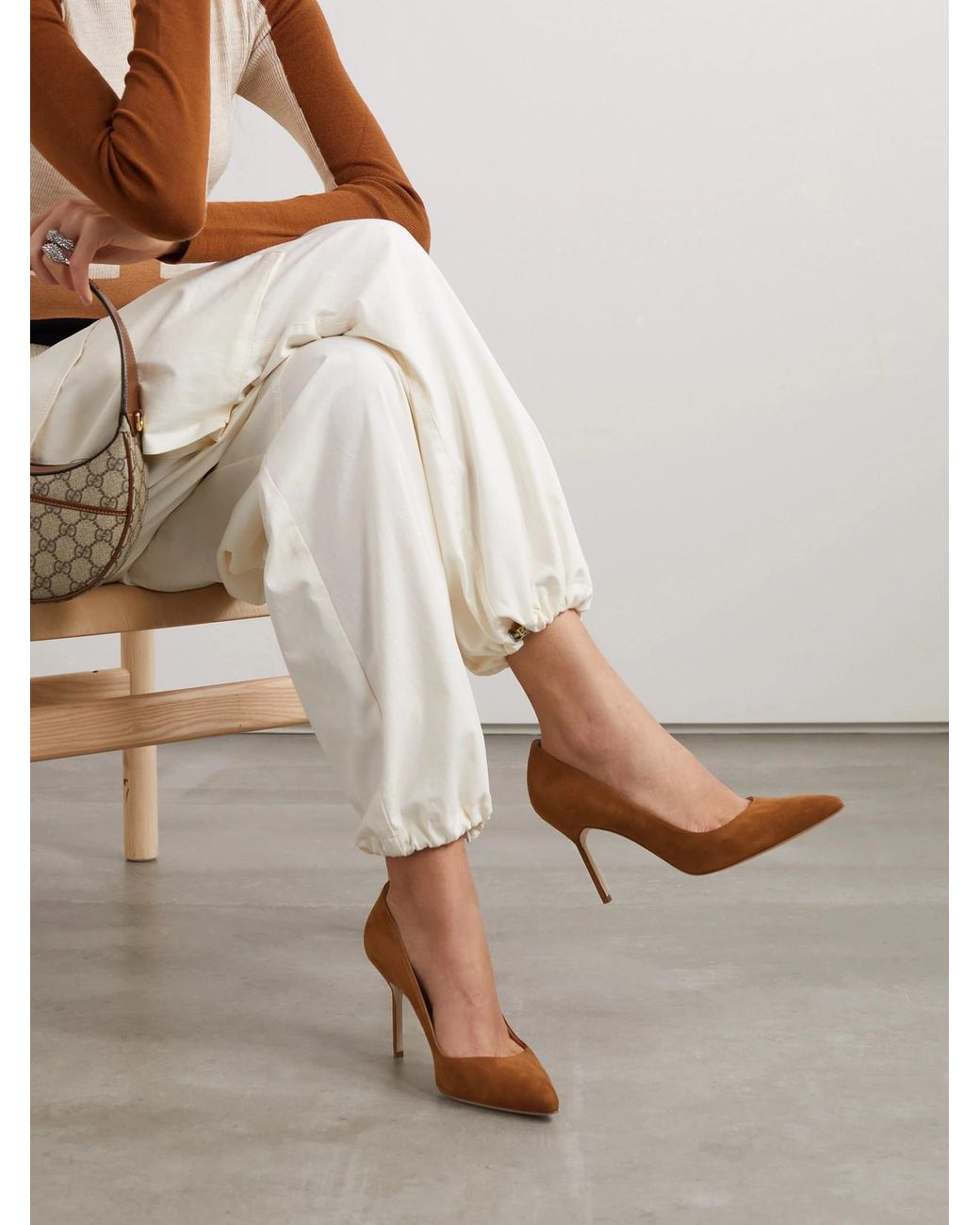 Manolo Blahnik Brown Bb 90 Suede Pumps