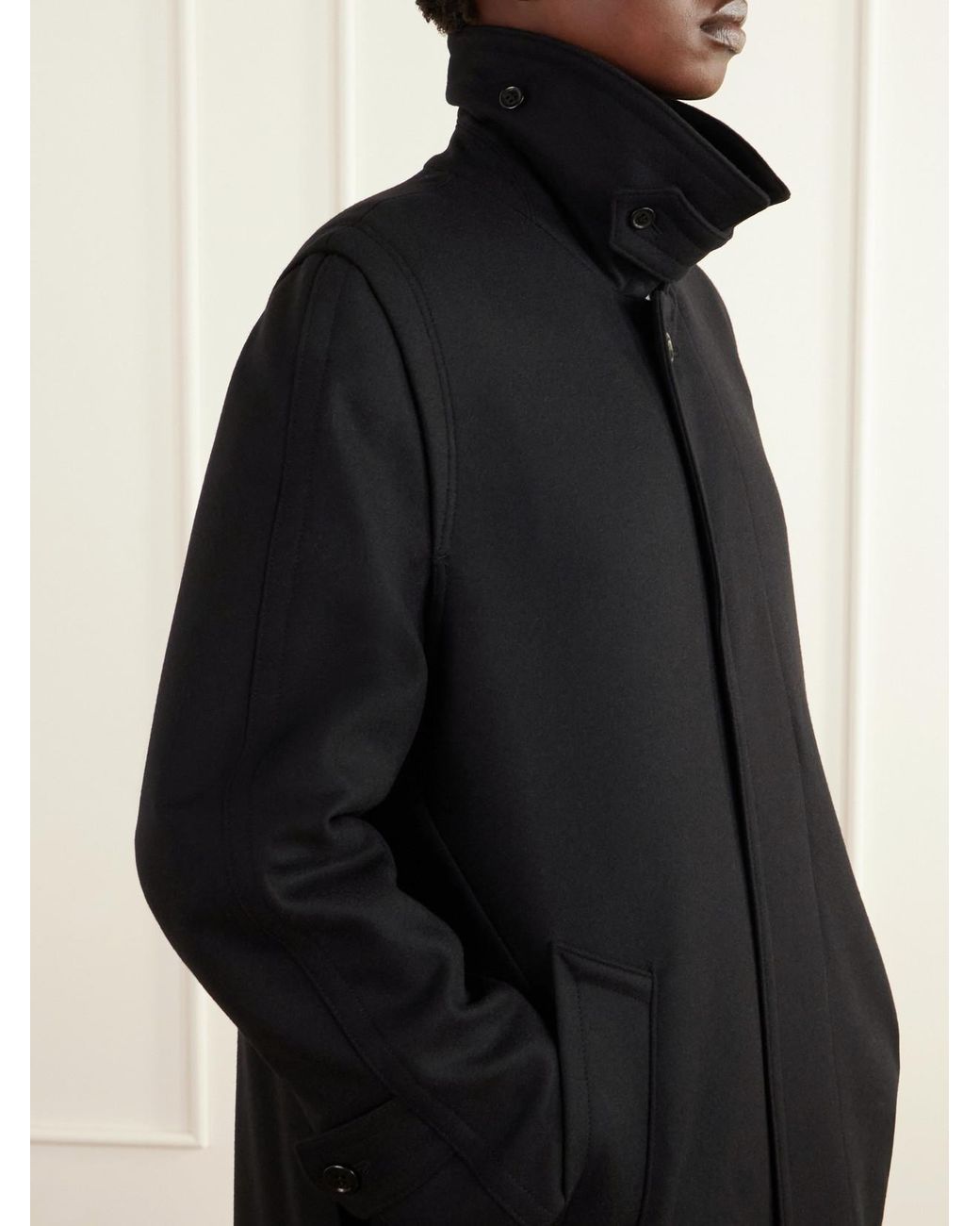 Rier Black Loden Felted Virgin Wool Coat