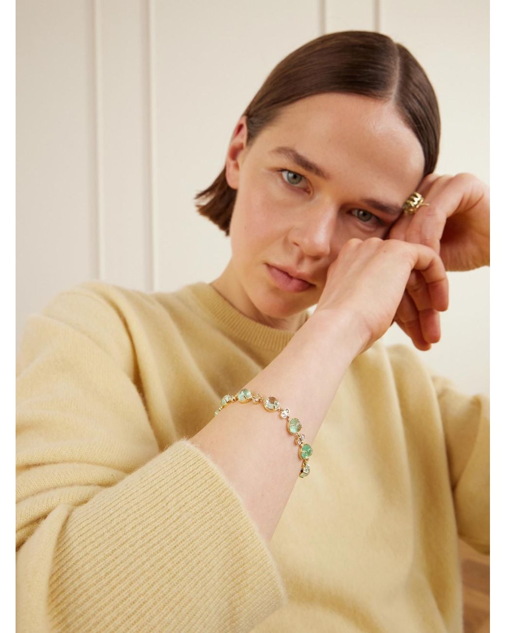 Ileana Makri Natural 18-Karat, Emerald And Diamond Bracelet