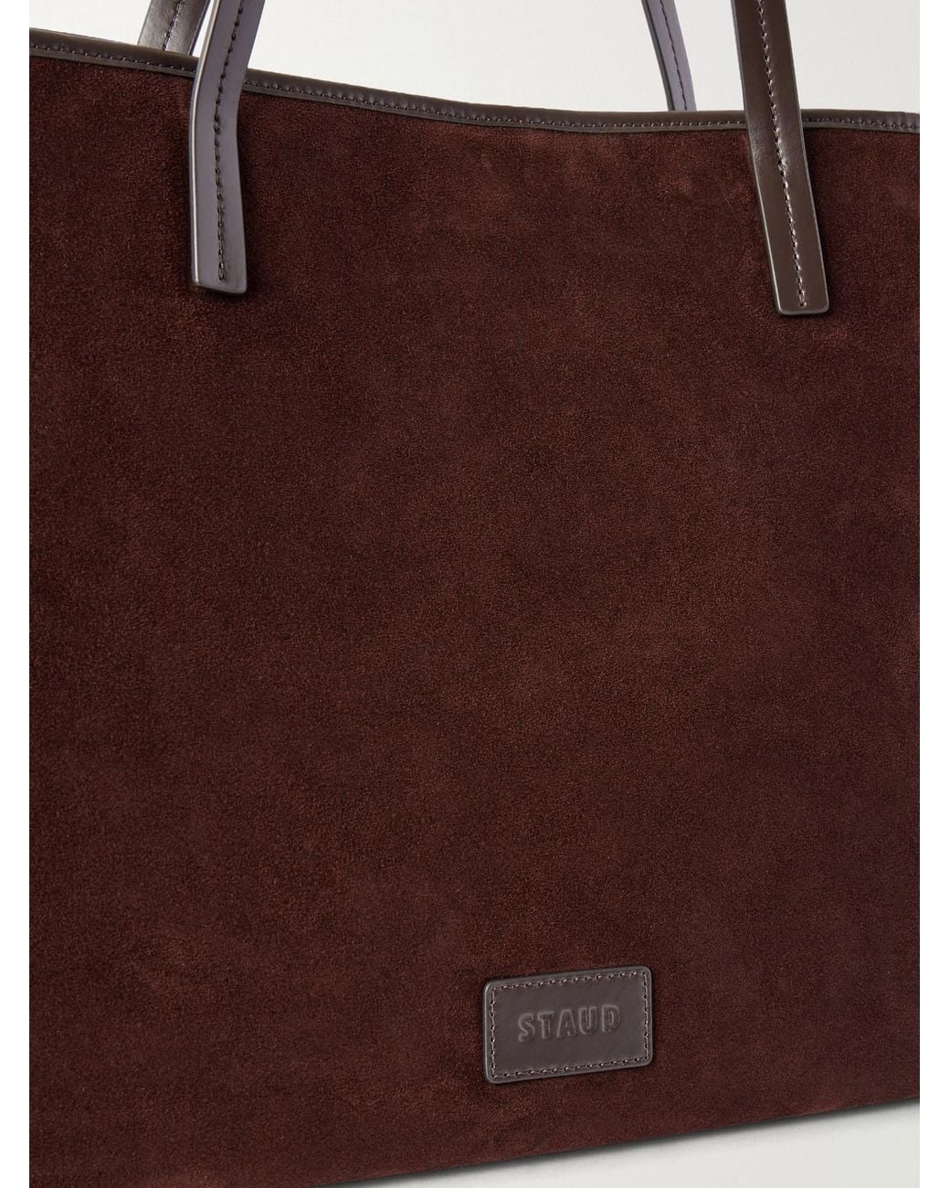 Staud Brown Christos Large Leather-Trimmed Suede Tote Bag