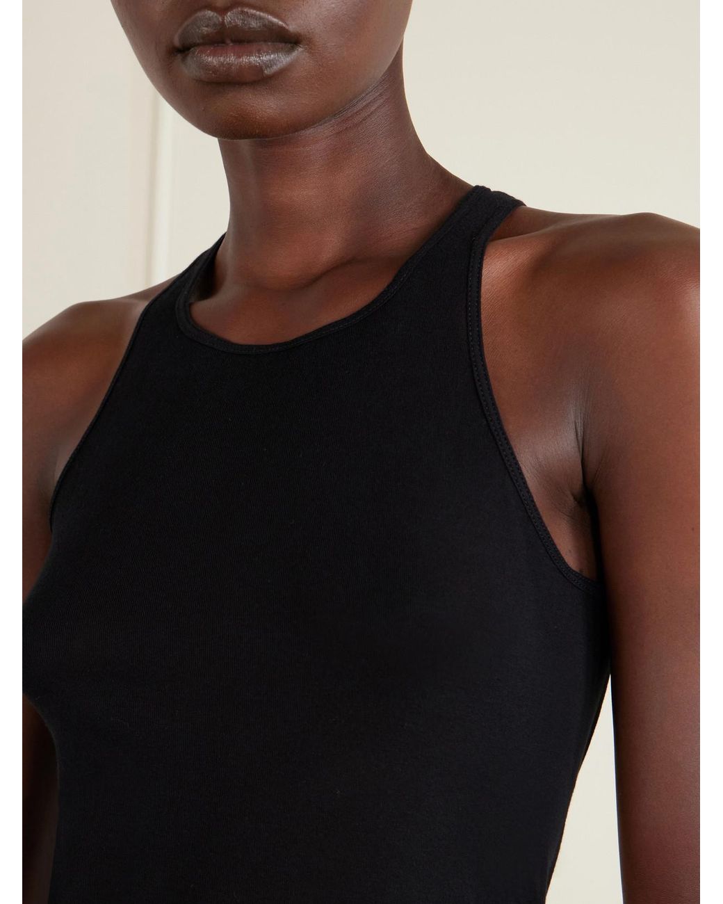 Rick Owens Black Ribbed Cotton-Jersey Tank
