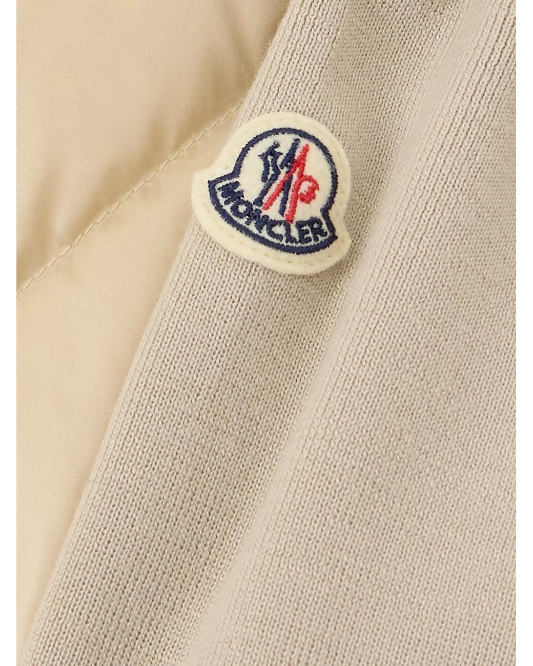 Moncler Natural Apliquéd Wool And Quilted Shell Down Cardigan