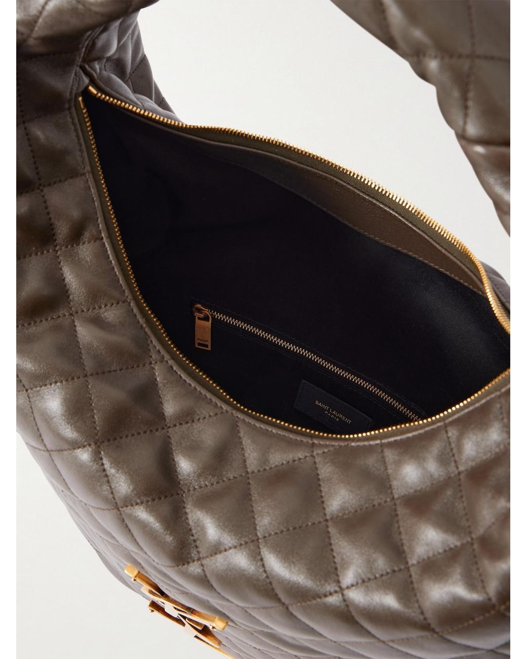 Saint Laurent Gray Icare Matelassé Leather Tote