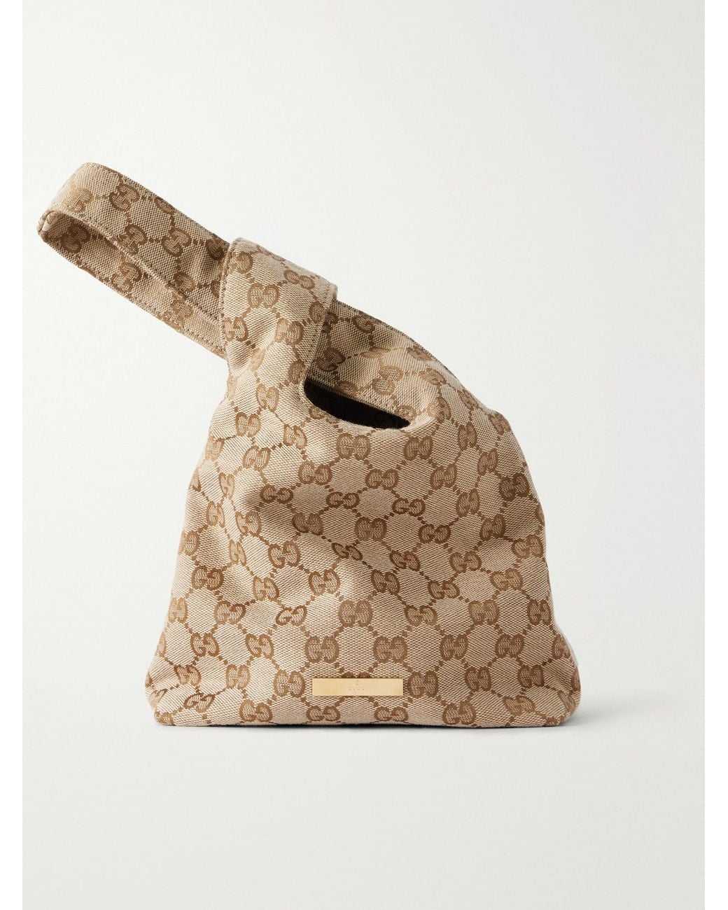 Gucci Natural Soft Loop Canvas-Jacquard Top-Handle Bag