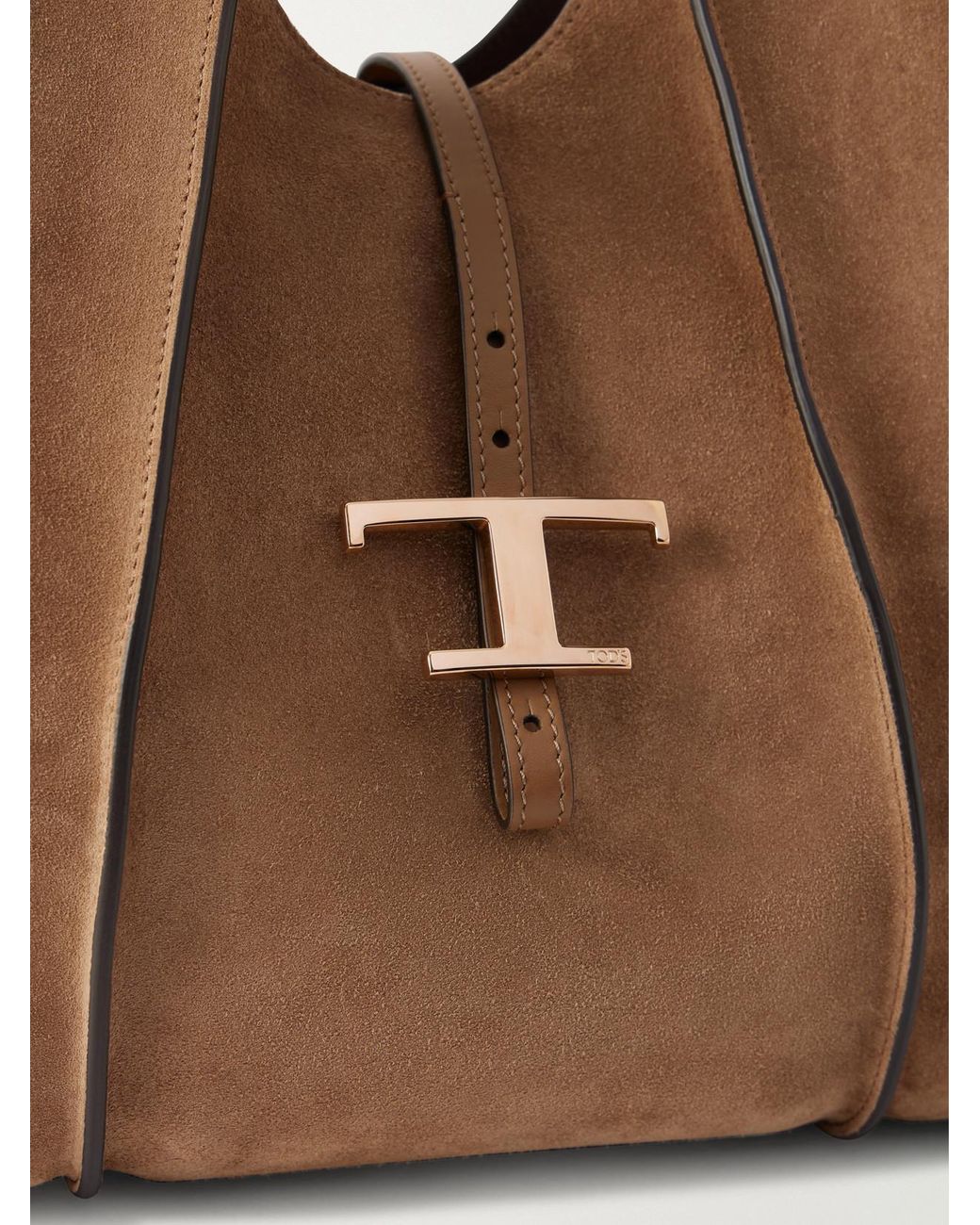 Tod's Brown T Timeless Suede Shoulder Bag