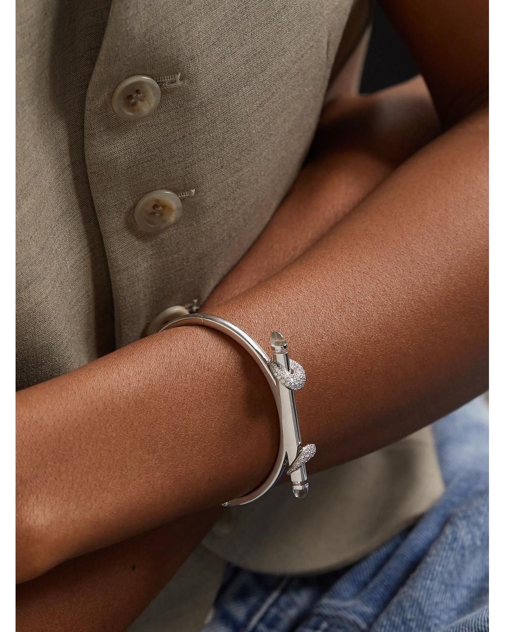 ANANYA Natural Chakra Icon 18-Karat, Diamond And Quartz Bangle