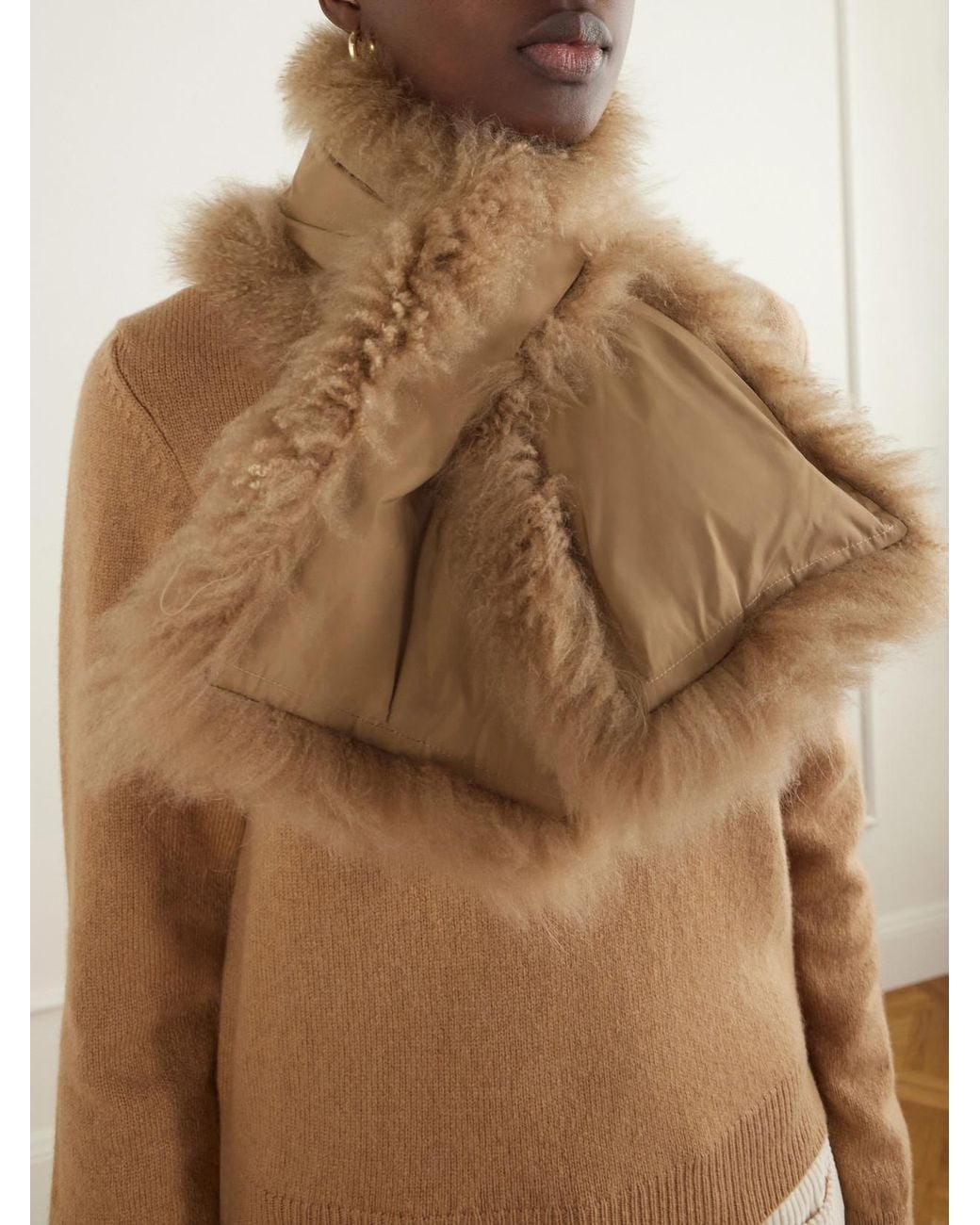 Yves Salomon Natural Leather And Shealing Scarf