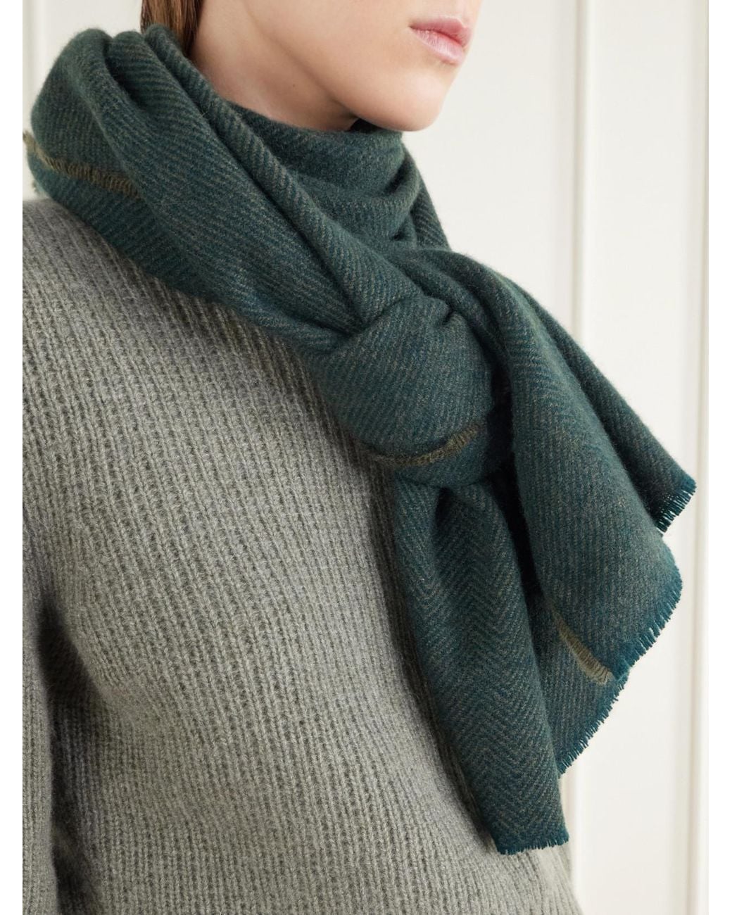 Johnstons Green Mountain Twill Cashmere Scarf