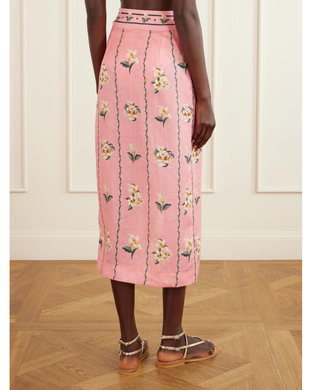 Agua Bendita Pink Tierra Promessa Floral-Print Linen Pareo