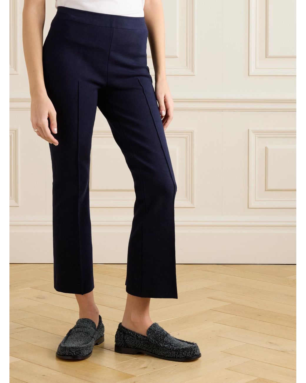 High Sport Blue Kick Cropped Stretch-Cotton Flared Pants