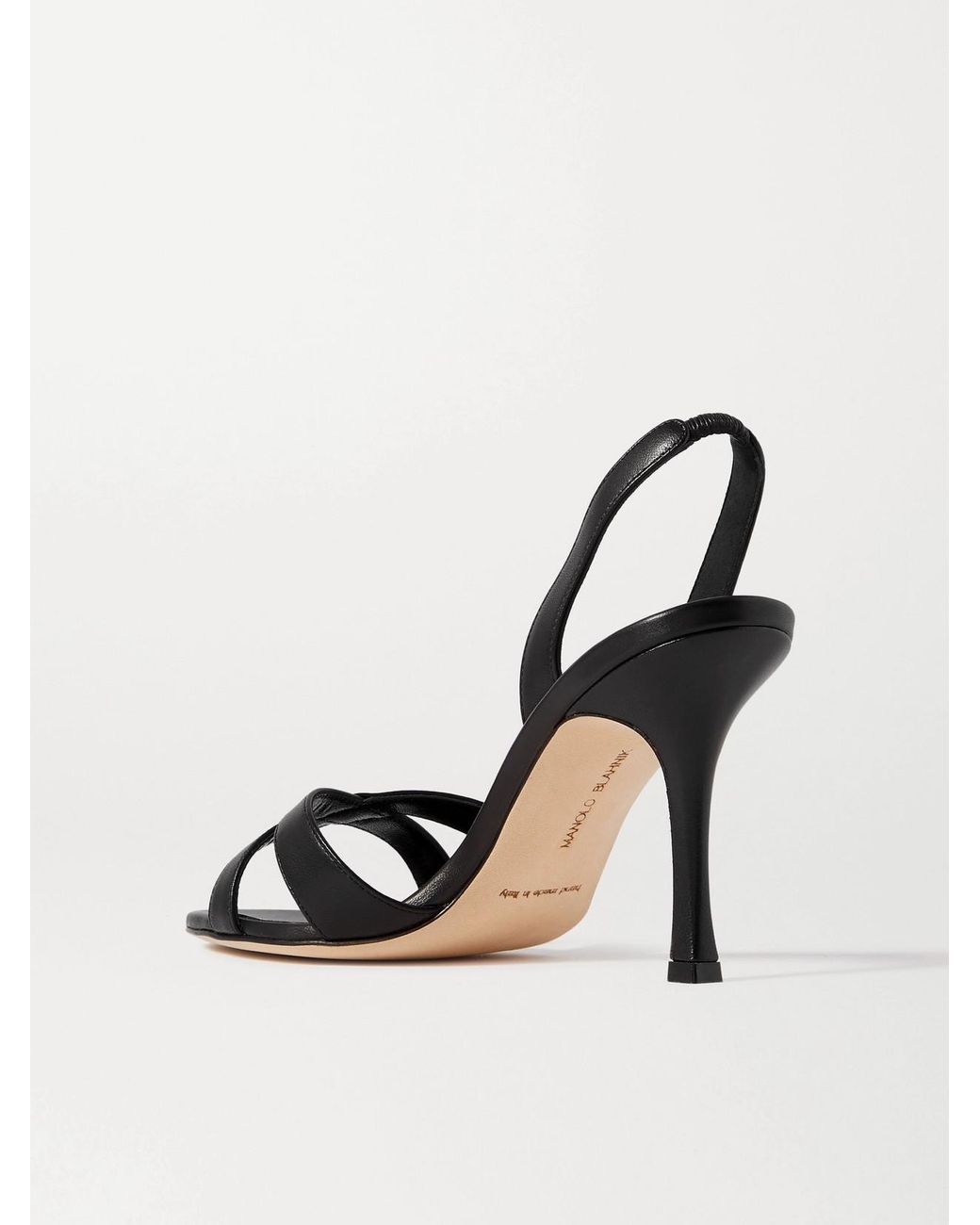 Manolo Blahnik Metallic Callasli 90 Leather Slingback Sandals