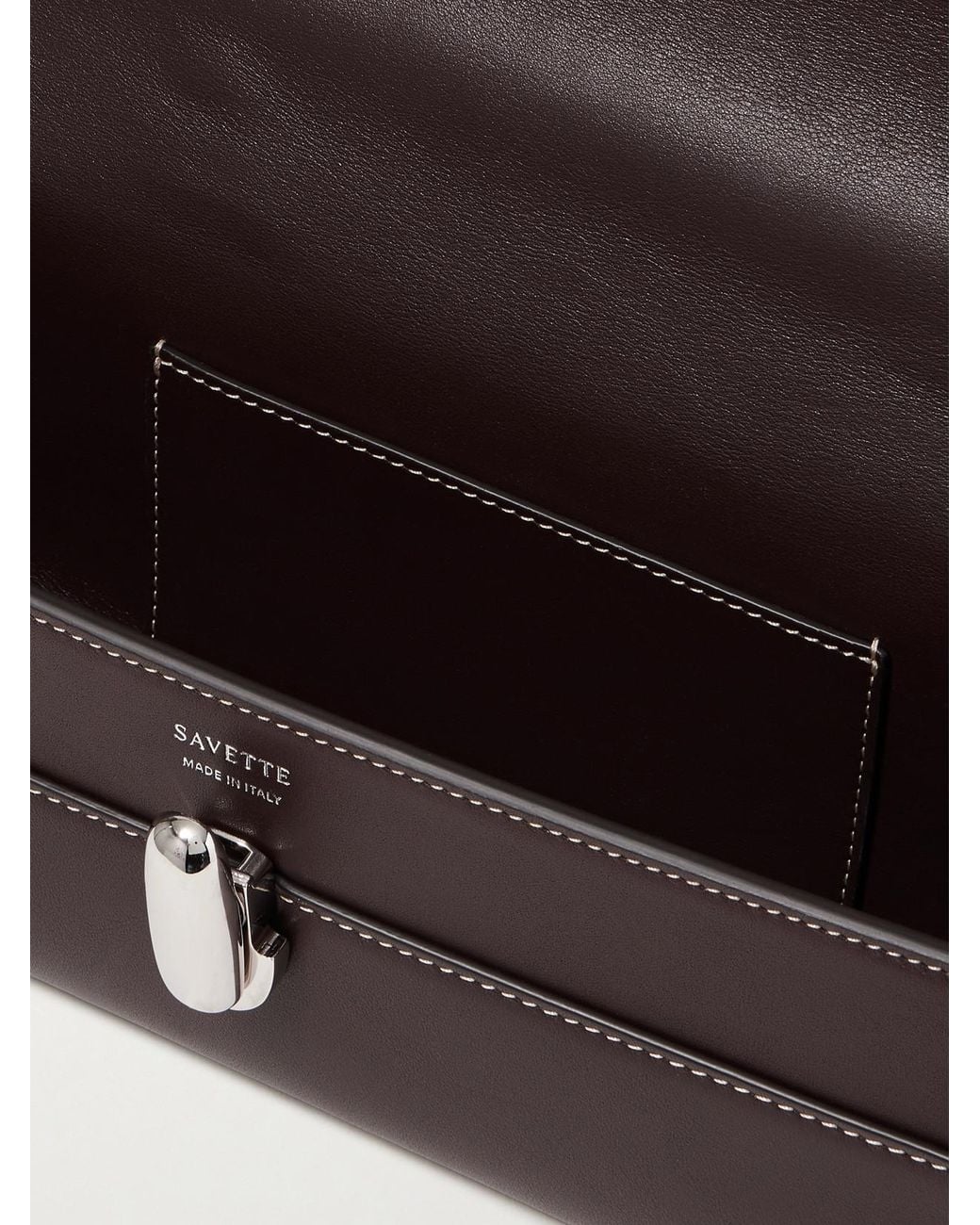 SAVETTE Brown Slim Symmetry Leather Top-Handle Bag