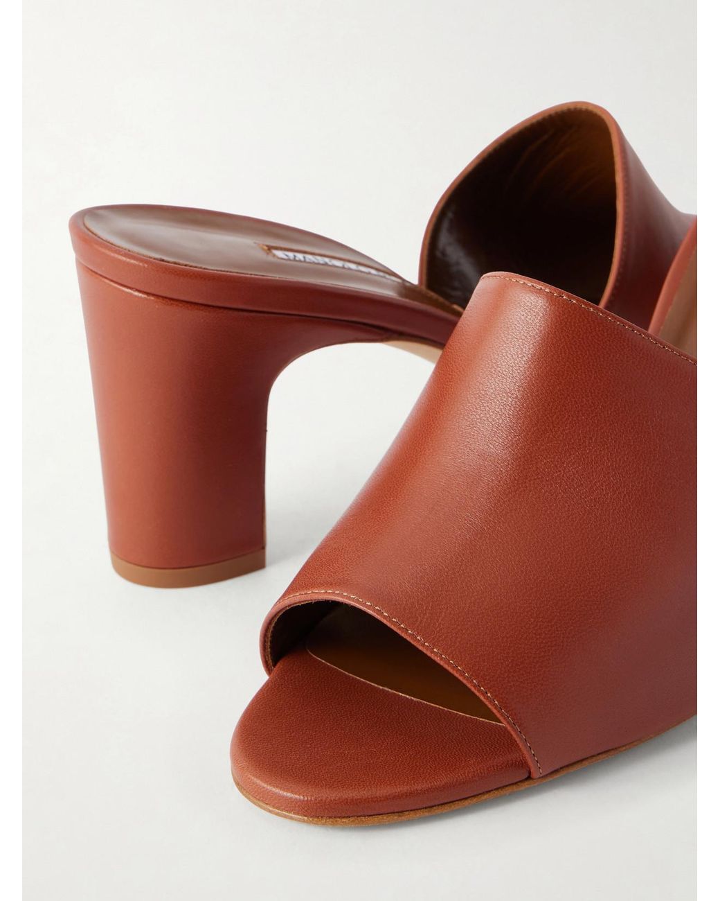 Manolo Blahnik Brown Rapallabar 70 Leather Sandals