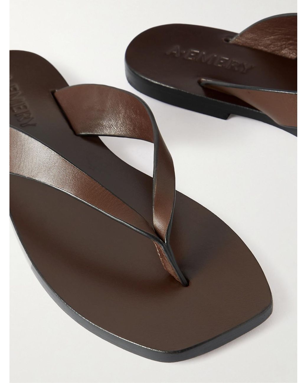 A.Emery Brown Kinto Leather Flip Flops