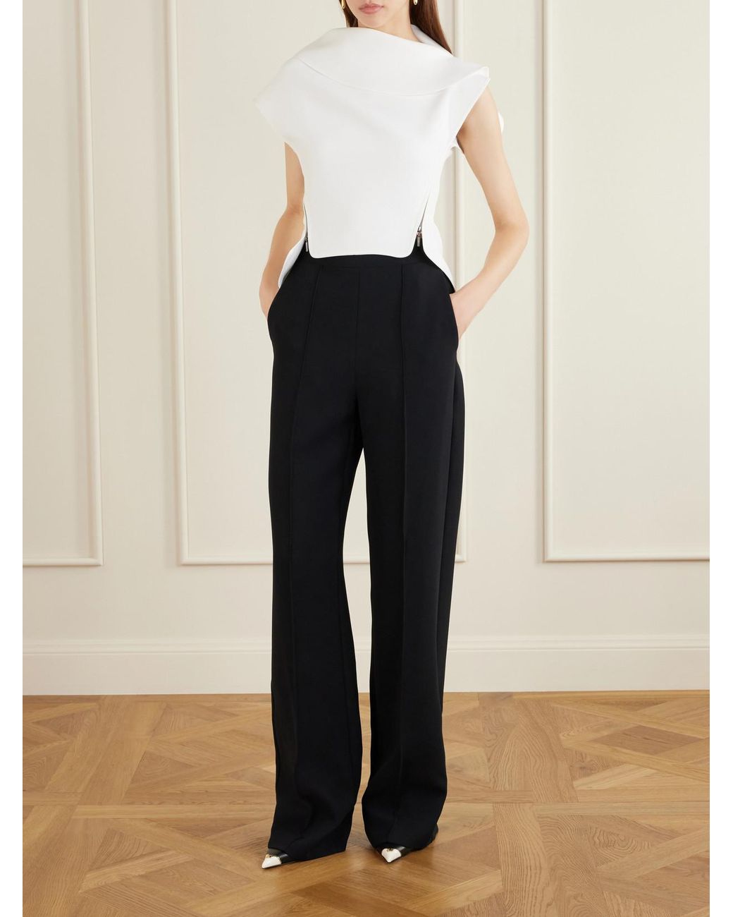 Maticevski White Whirl Asymmetric Layered Crepe Top