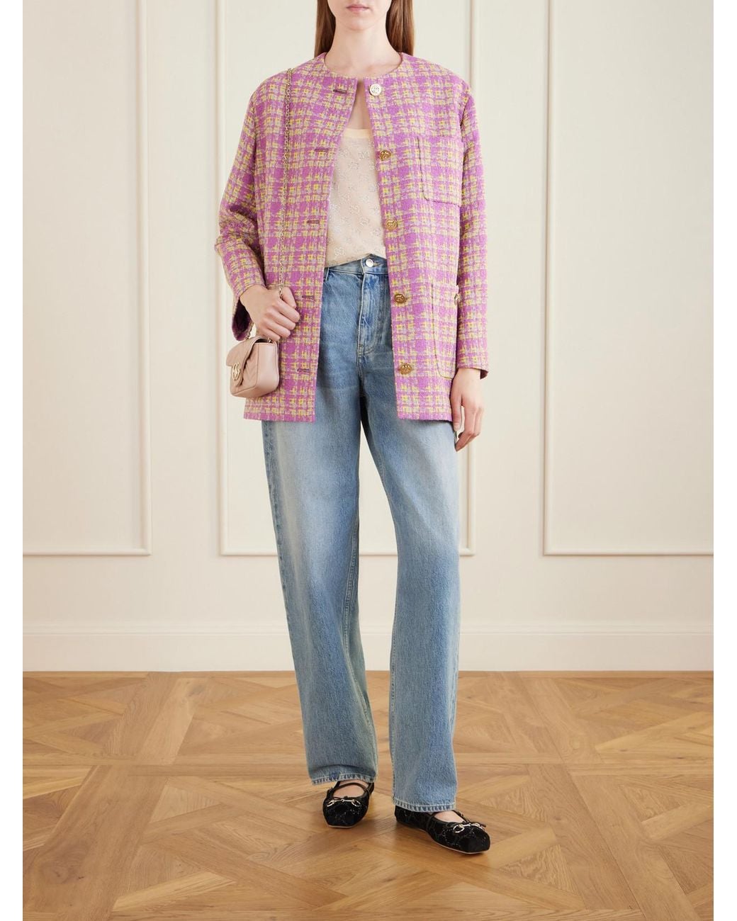 Gucci Pink Cotton-Blend Tweed Blazer
