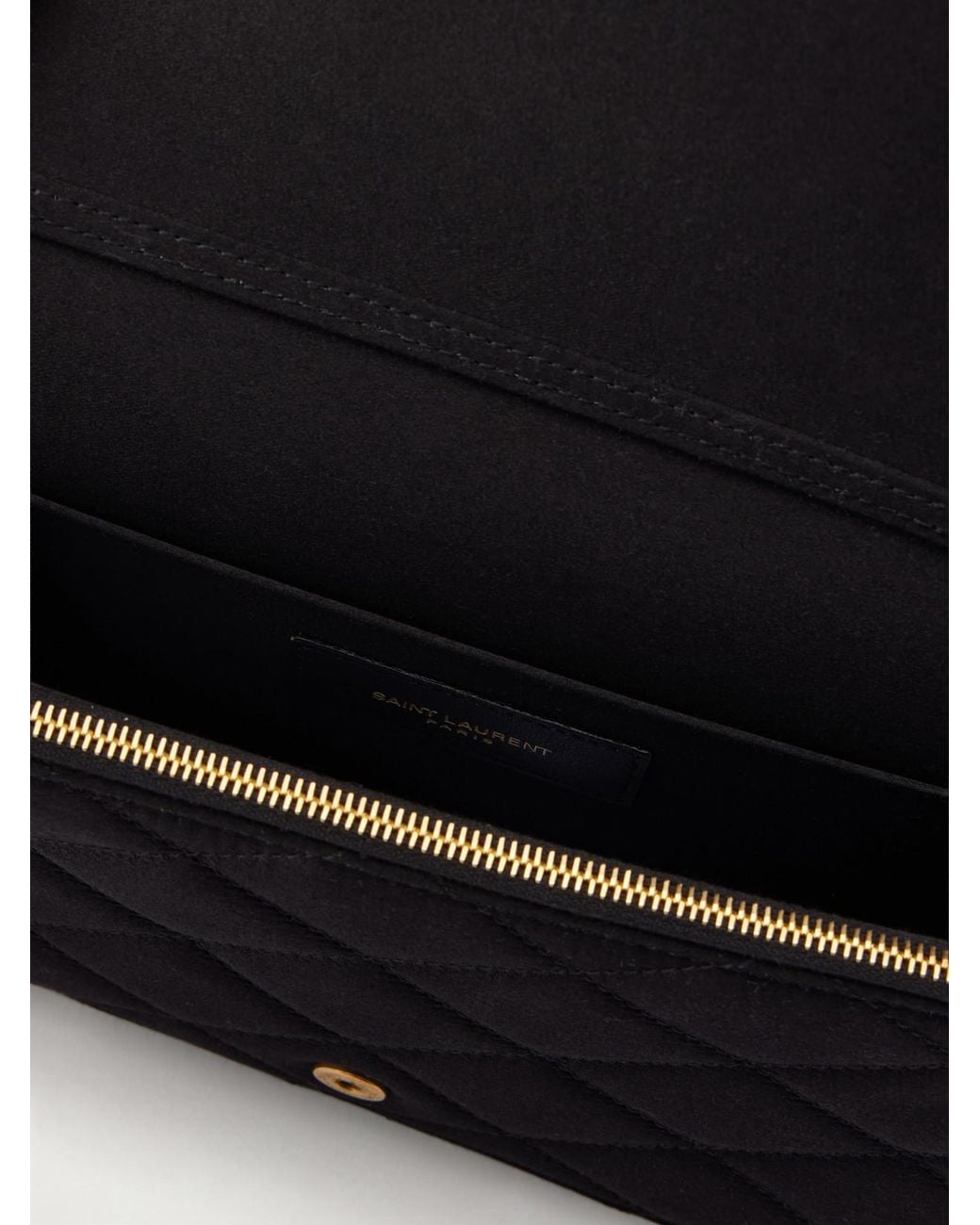 Saint Laurent Black Paris Quilted Satin Shoulder Bag